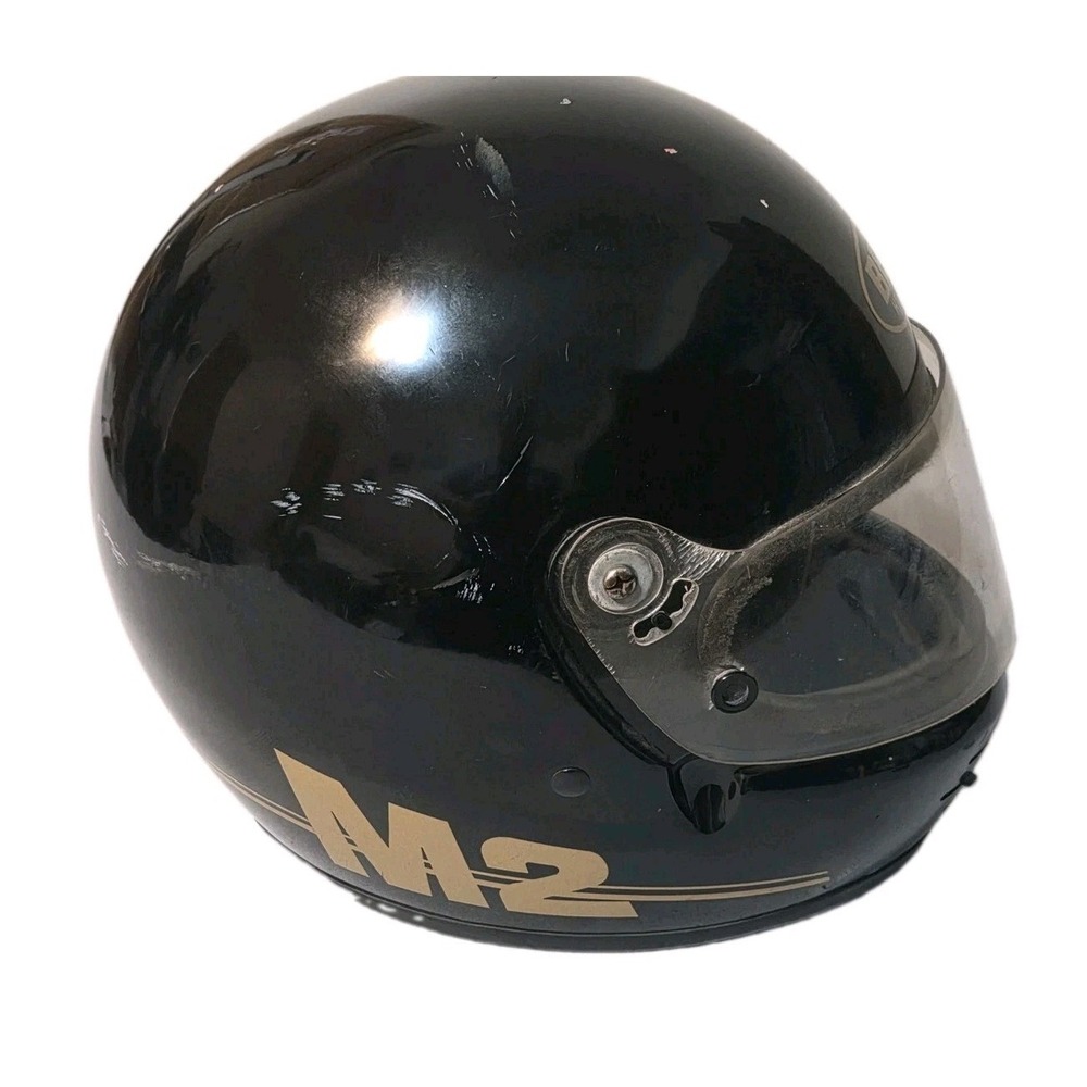 Vintage Bell M2  Motorcycle Helmet  MED W/Visor Black Bike Vtg Sz 7 1/2